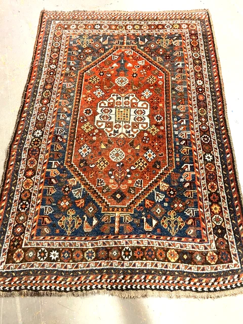 antico-swiss-2---- Beautiful Antique IndoGHASHGHAII  rug 3`7 x 5`1 ft