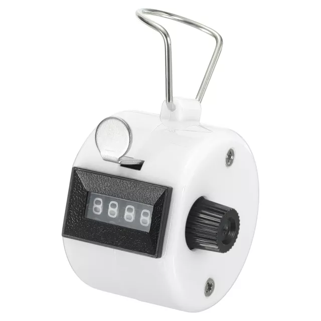 Clicker Counter 4-Digit Hand Tally Counter Mechanical Click Counter White