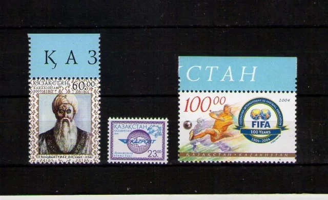 Kasachstan 2003-2004 Lot mit 432, 438 Weltposttag und 469 FIFA Postfrisch ** MNH