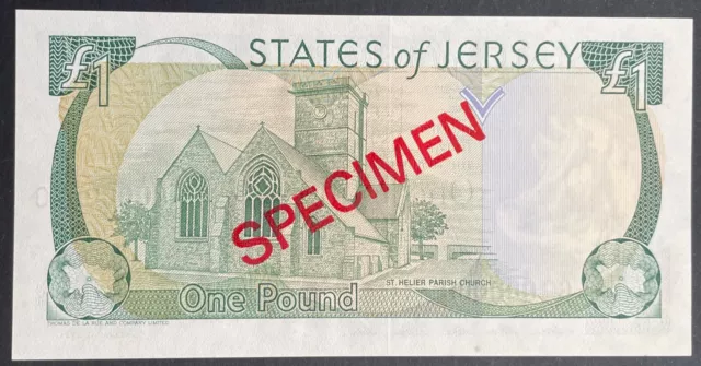 Jersey One Pound Specimen Banknote L.May Prefix GC 2