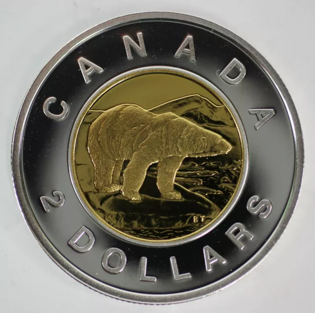 2003 Canada Toonie Proof Silver With Gold Plate Two Dollar Coin
