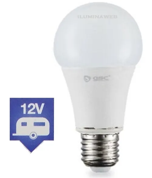 Bombilla 12V E27 ESTANDAR LED 9W Luz Calida 3000k Caravana, Barco BAJO CONSUMO