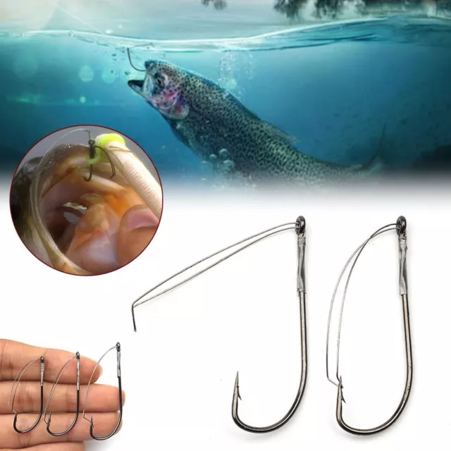 Snag Free Bass Fishing Weedless Barbed Hook for Single Worms and Lures