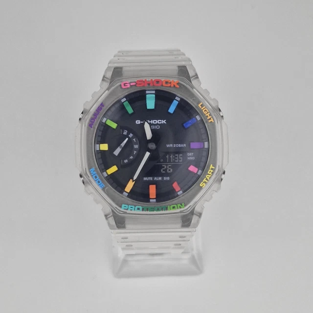 Casio G-Shock Casioak Custom Watch Rainbow Jellyfish Hand Painted GA2100SKE