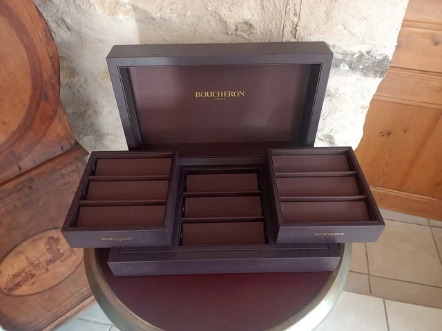 Coffret Montre Vintage Hermès Boucheron - Lot De 2 En Bois Et Cuir Orange - Occasion