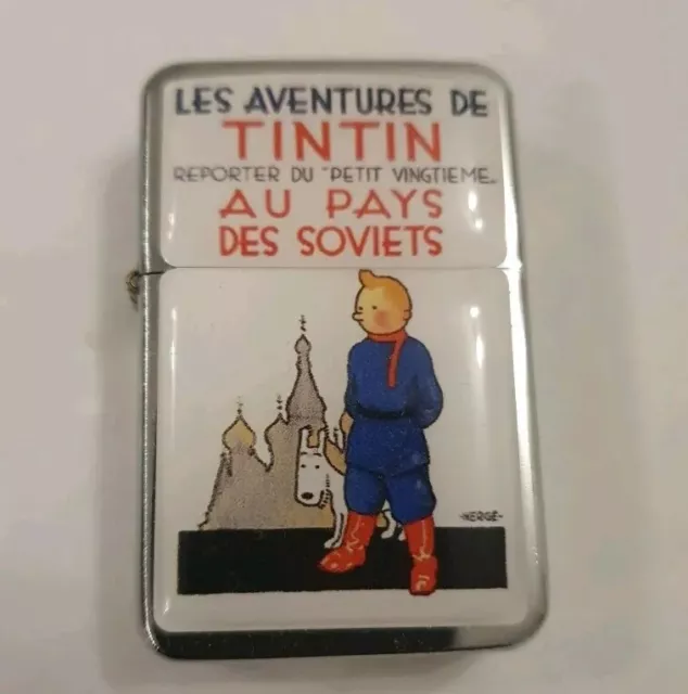 Lot de 2 briquets à essence  Tintin au pays des soviets et Tintin au Congo/métal 2