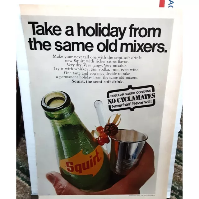 Squirt Soft Drink 1969 Original Print Ad