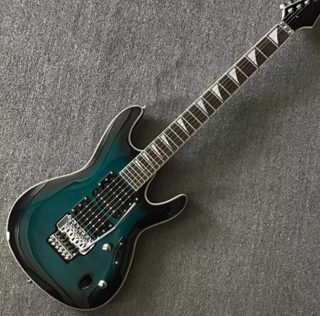 Custom Jack Electric Guitar Blue Flamed Maple HSH Pickups FR Bridge guitar