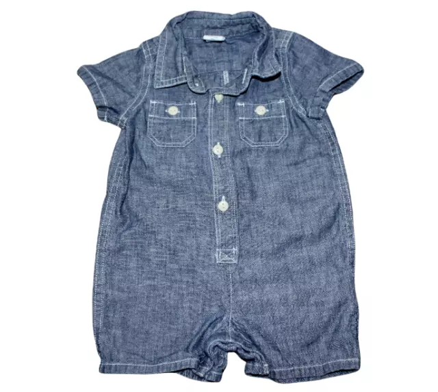 Baby Gap Chambray Blue Button Shorts Romper One-Piece Baby Boys Size 3-6 months