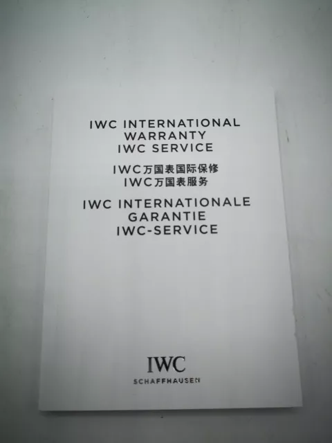 Iwc booklet warranty garanzia service 2018 original perfect condition