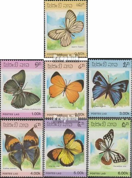 Laos 897-903 (kompl.Ausg.) postfrisch 1986 Schmetterlinge