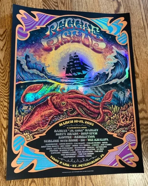 Reggae Rise Up Fest FOIL Poster By Deas Damian Marley Dirty Heads Sublime 311 Reggae Rise Up Fest FOIL Poster By Deas Damian Marley Dirty Heads Sublime 311