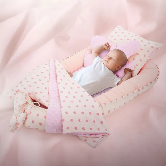 Set neonato 5 pezzi nido di cotone rosa cuscino coperta culla universale lettino
