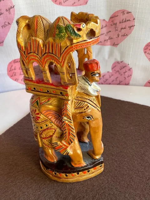 Handmade Elephant Palanquin Antique India Art Figurine Palanquin Sculpture