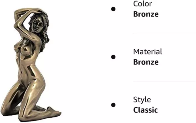 7 13 Inch Nude Female Statue With Hands On Hair Bronze Color 65 99