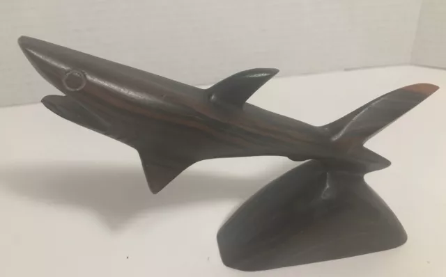 Vintage Hand Carved Wooden SHARK Figurine 6.5” long Rustic MCM Unmarked