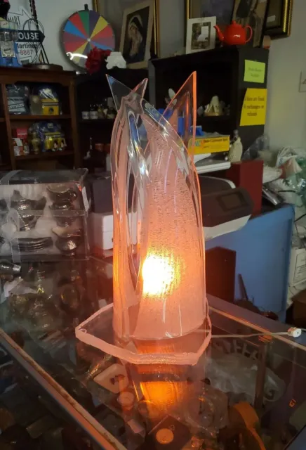 Vintage Eccentric Acrylic Large Flame Lamp by Acrylicore 1996 USA 21 1/2" Tall