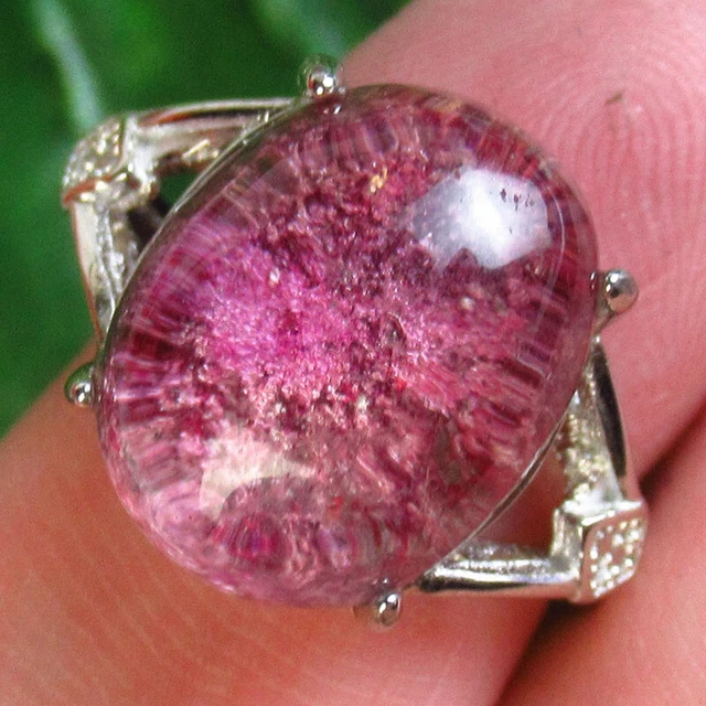 Copper Wrapped Purple Phantom Quartz Oval Adjustable Ring Pendant L39009
