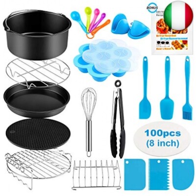 Set di 17Pezzi Accessori Universali Include Padella Antiaderente Tappetino in Silicone Vassoio per Pizza per Accessori per Friggitrice ad Aria da 3,2-5,8QT ATopoler Accessori per Friggitrici ad Aria 