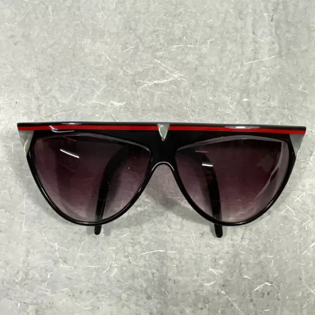 Vintage 1980s Laura Biagiotti Black Sunglasses with Red Detailing.