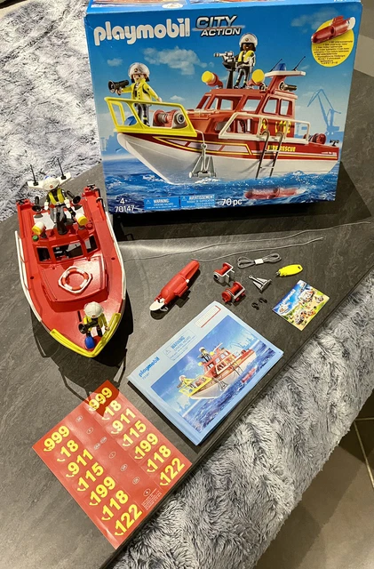 PLAYMOBIL 70147 Bateau De Sauvetage Et Pompiers - Neuf, Univers Pompier