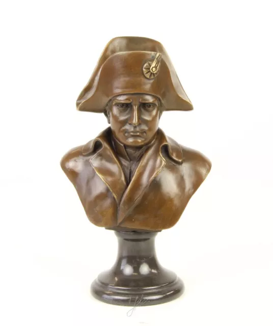 BRONZE FIGUR SKULPUR Napoleon Bonaparte BÜSTE  MARMORSOCKEL Deko STATUE EJA0473