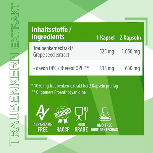 (179,36 EUR/kg) MeinVita OPC 1050 mg -Traubenkernextrakt, Vegan 78g 2