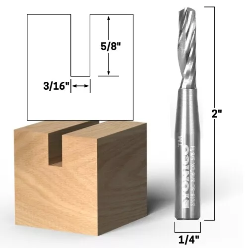 3/16" O Flute Upcut Endmill CNC Router Bit - 1/4" Shank - Yonico 31018-SC