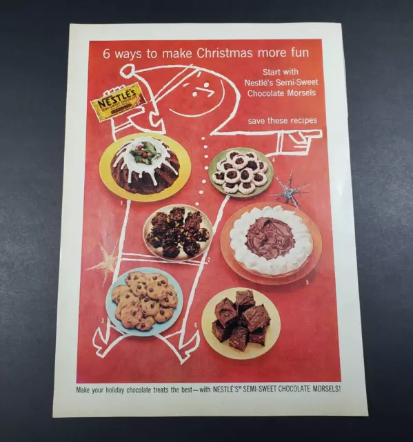 1956 Ad Print Nestle's Semi-Sweet Chocolate Morsels Christmas Fun AD1-7