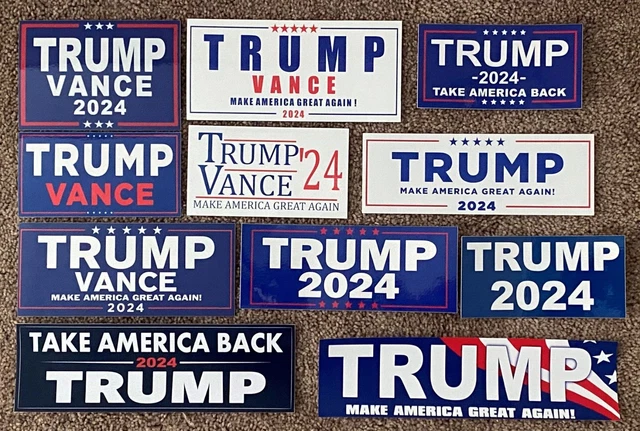 Donald Trump Republican Bumper Stickers For 2024 Presidential Elections, Vibrant Red And Blue American Flag Design – Decals & Accessories For Cars, Trucks, Vehicles | 3 X 10" | 2 Per Pack (Set 1 - Foto 3