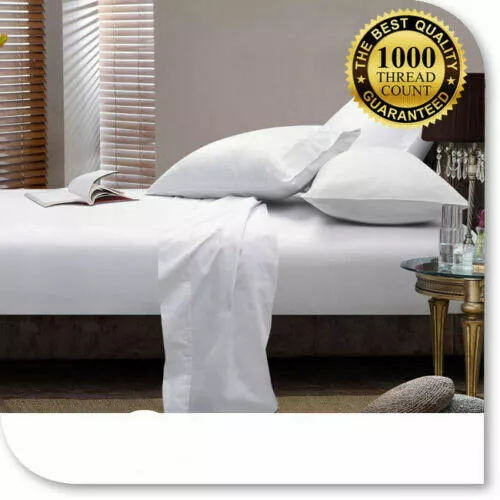 Brand New Luxurious Soft 1000Tc 100%Cotton Au Bedding Item White Solid All Sizes