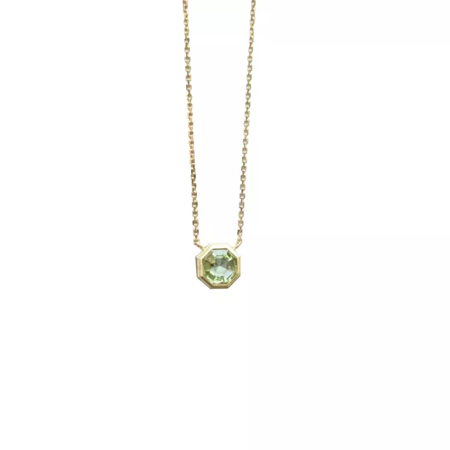 Elegant Natural Blue green Tourmaline Pendant 18K yellow Gold nacklace 44cm