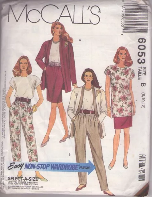 McCalls 6053 Pattern Misses Size 8 10 12 Cardigan Top Pants Skirt Tunic Uncut