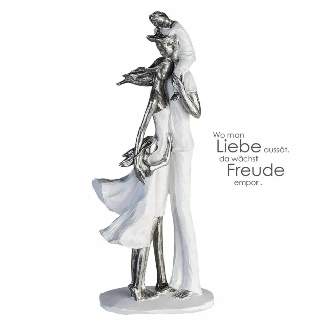 DEKOFIGUR INDOOR - Gilde Skulptur Familienglück weiss silber - Art deco  Liebe . EUR 69,95 - PicClick DE