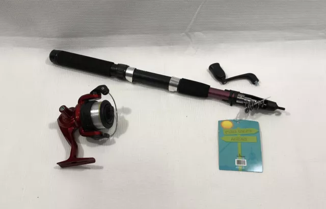 TRAIL WORTHY TELESCOPING FISHING ROD & REEL SET Extends From 15