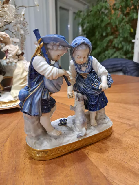 Groupe en porcelaine Allemande (Aelteste Volkstedter) années 1940.