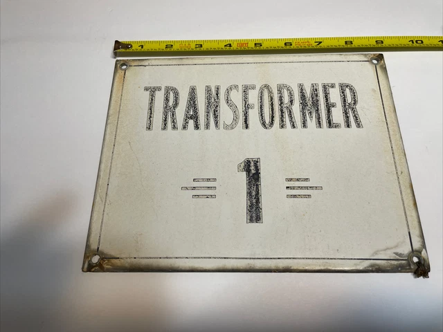 Transformer 1 Porcelain Sign 7”c9” USED