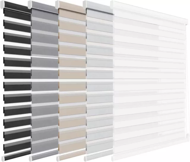 Horizontal Window Shade Blinds with Valance Cover Zebra Dual Roller Blinds
