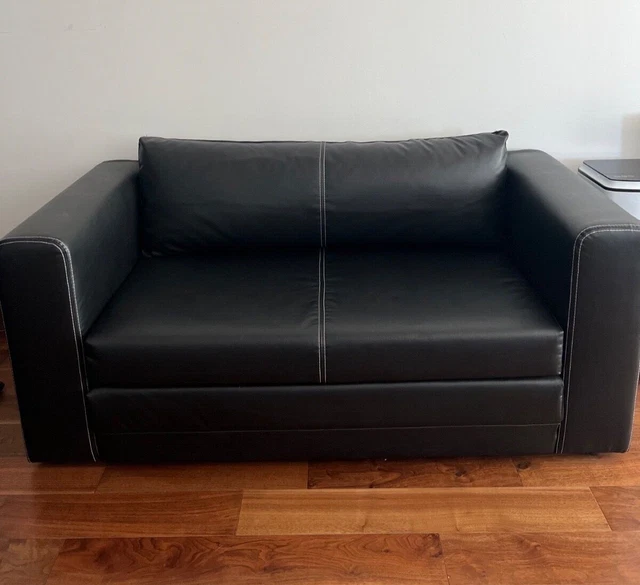 IKEA ASKEBY TWOSEAT sofabed with cushion, black, faux leather £100.00
