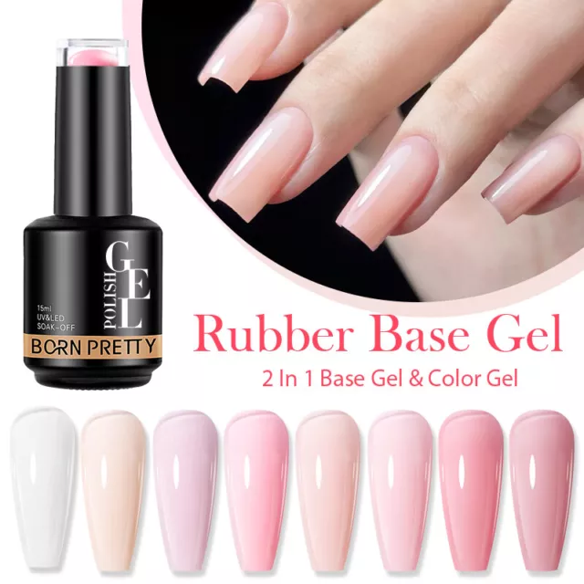 BORN PRETTY 15ml Rubber Base Gel Jelly Nude Pink Soak Off UV LED Gel Varnish