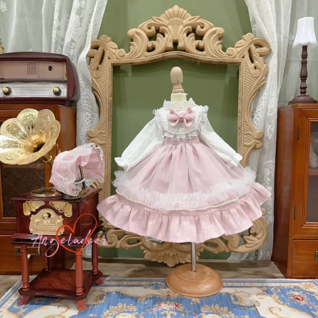 Blythe 1/6 1/4 1/3 BJD Clothes Doll Outfit Pink Elegant Dress+Headwear Bow Deco