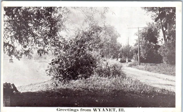WYANET, IL Illinois    GREETINGS from Wyanet Rural  Scene  c1920s Postcard