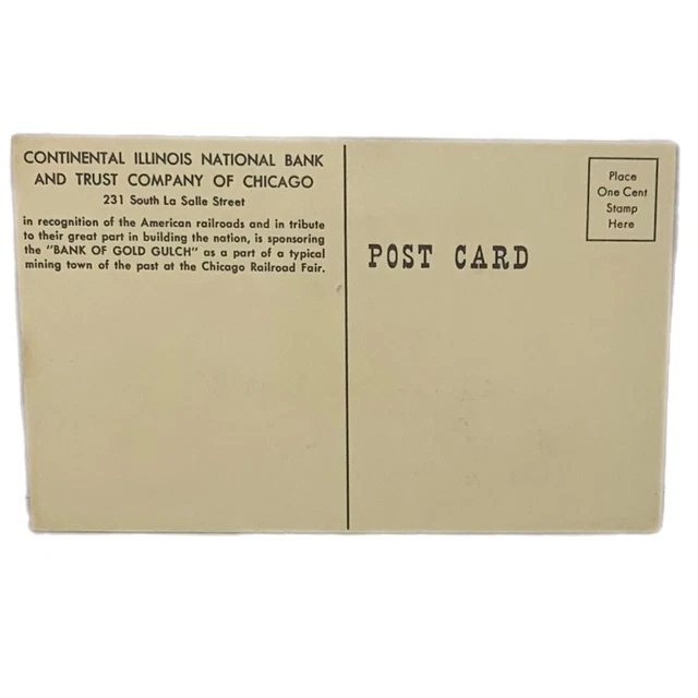 Vintage Railroad Fair Ephemera Postcard Bank Of Gold Gulch Mining Town Chicago 3