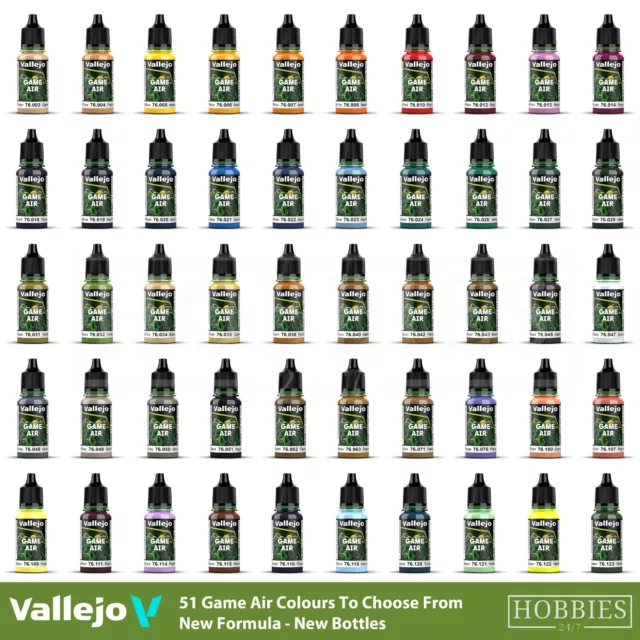 Vallejo Game Air New Formula Model Fantasy War Paints Airbrush 51 Colours 18ml