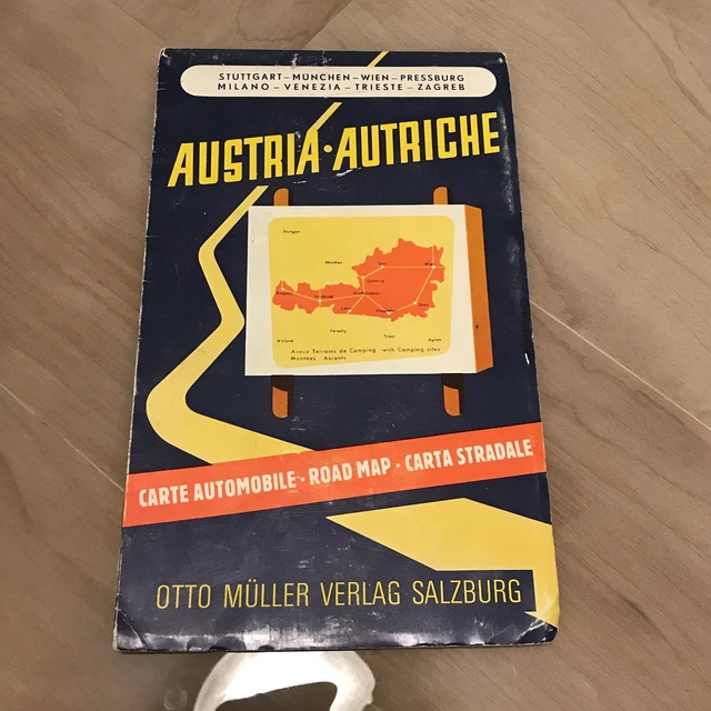 AUSTRIA AUTRICHE ROAD Map Otto Muller Verlag Salzburg Vintage 2.00