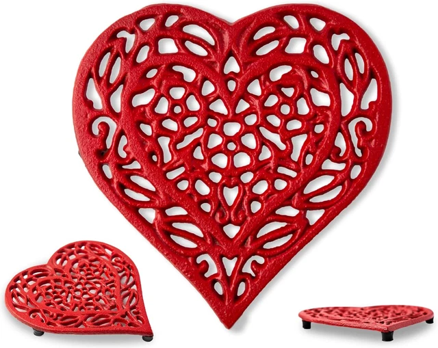 Cast Iron Heart Trivet | Decorative Cast Iron Trivet for Kitchen Countertop or D