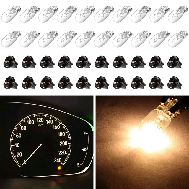 20pcs Cold White T10 168 Halogen Bulb Instrument Cluster Lights w/ Twist Sockets