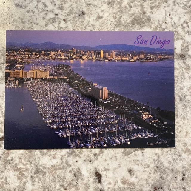 Vintage Postcard Aerial View of Harbor Island San Diego California CA Posted