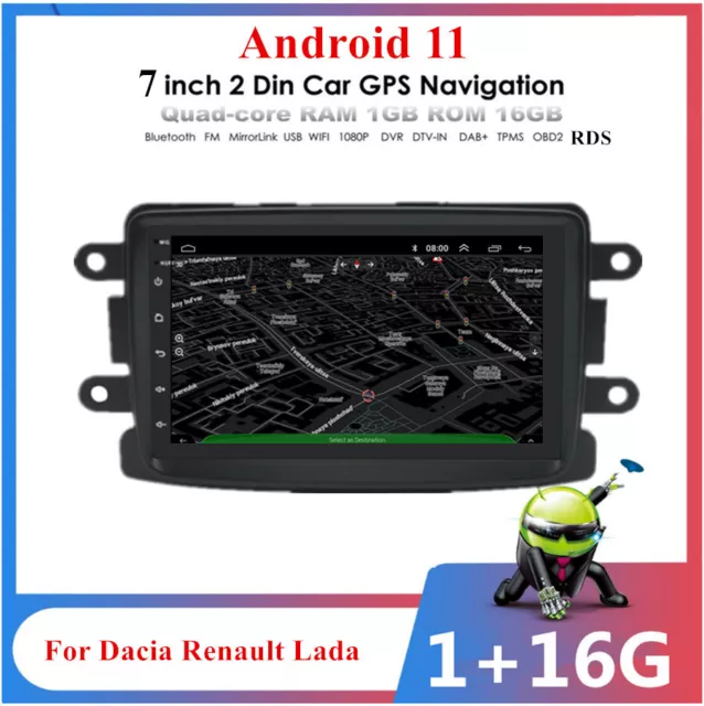 Radio stereo auto 7" Android 11 GPS per Dacia Duster Logan Dokker Sandero Lodgy