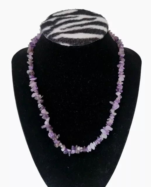 Vintage MO 924 Sterling Silver Genuine Amethyst Beaded Nugget Chip Necklace